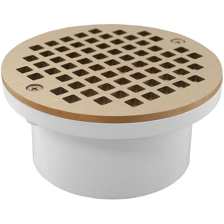 Jones Stephens 3in. x 4in. General Purpose PVC Drain with 5in. Nickel Bronze Round Strainer D54113